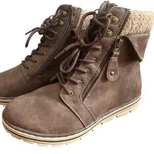 Cliffs White Mountain Women’s 8.5 Kaylee Brown Ankle Boots Sweater Cuff